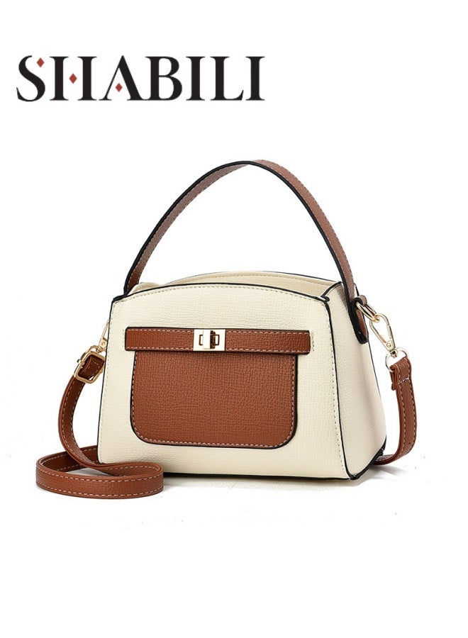 SHABILI Women's Fashion Luxury Shoulder Bags, Ladies Designer Contrast Color Handbag Tote Bags Clutch Bag, PU Leather Crossbody Bag Satchel Bag Beach Bag Carry Bag for College Students and Teenagers  - Image 1