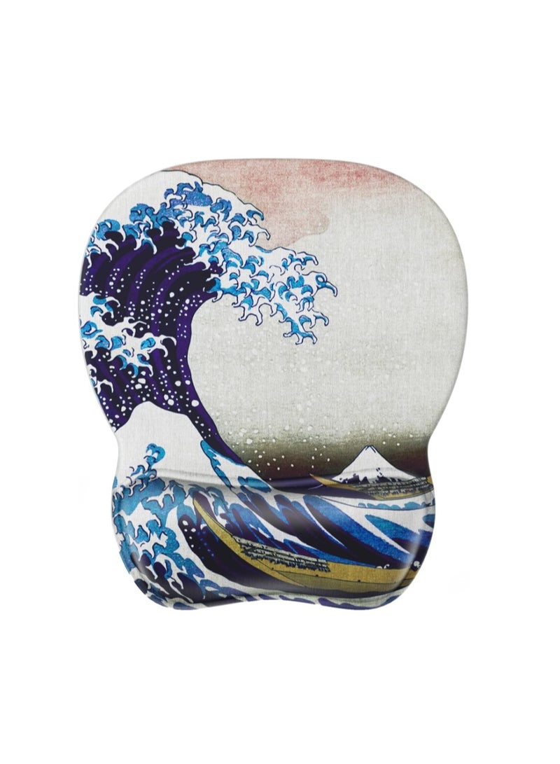 MROCO Ergonomic Mouse Pad with Gel Wrist Rest, Smooth Wrist Support Surface, Non-Slip PU Base for Pain Relief, Comfortable Mousepad for Computer, Laptop, Office & Home, 9.4 x 8.1 in, Great Wave - Image 1