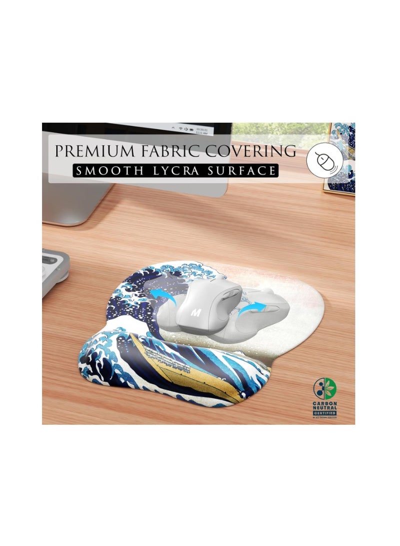 MROCO Ergonomic Mouse Pad with Gel Wrist Rest, Smooth Wrist Support Surface, Non-Slip PU Base for Pain Relief, Comfortable Mousepad for Computer, Laptop, Office & Home, 9.4 x 8.1 in, Great Wave - Image 2