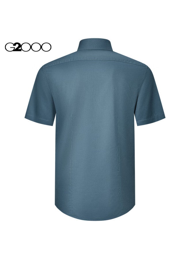 G2000 Mall-matching Cotton Blend Skin-friendly Twill Short-sleeve Shirt, Indigo Blue, M/05 - Image 1