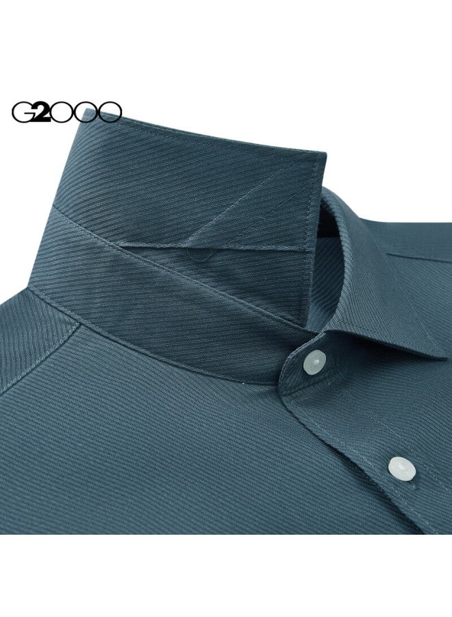 G2000 Mall-matching Cotton Blend Skin-friendly Twill Short-sleeve Shirt, Indigo Blue, M/05 - Image 2