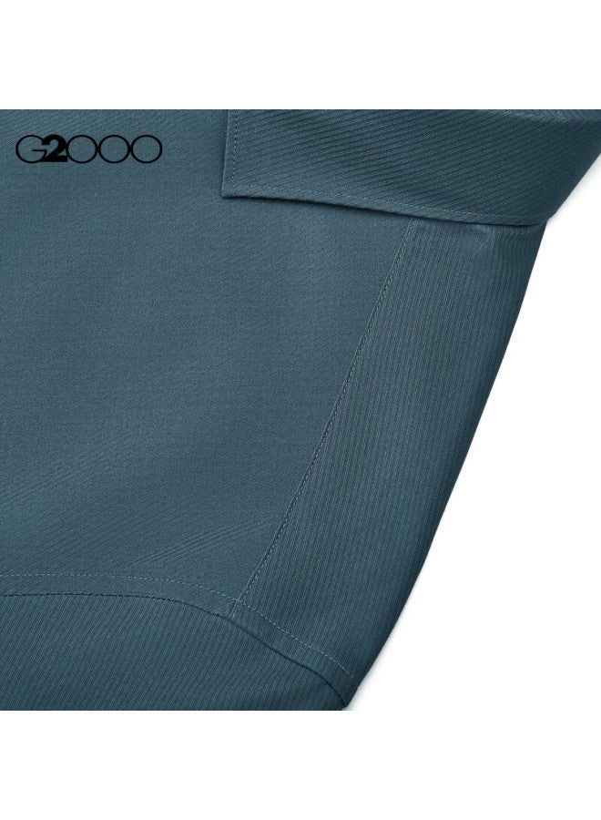 G2000 Mall-matching Cotton Blend Skin-friendly Twill Short-sleeve Shirt, Indigo Blue, M/05 - Image 4