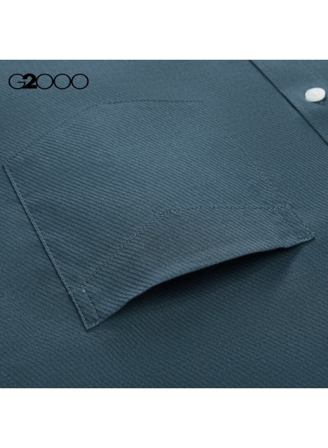 G2000 Mall-matching Cotton Blend Skin-friendly Twill Short-sleeve Shirt, Indigo Blue, M/05 - Image 5