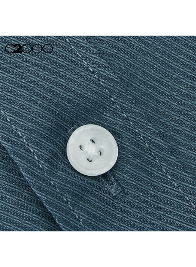 G2000 Mall-matching Cotton Blend Skin-friendly Twill Short-sleeve Shirt, Indigo Blue, M/05 - Image 3