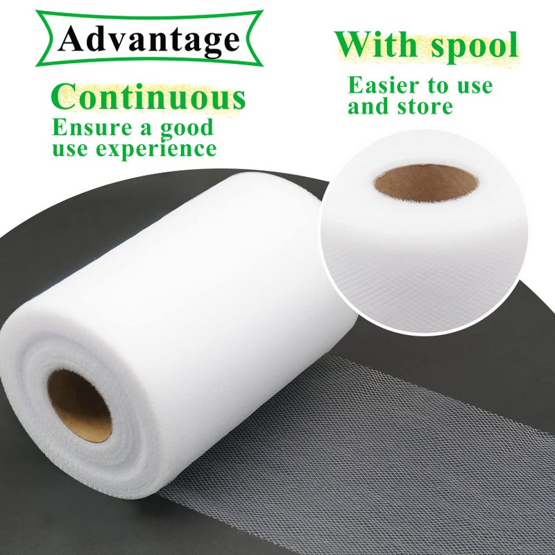 IONTACH White Tulle Fabric Rolls 6 Inch by 100 Yards (300 feet) Fabric Spool Tulle Ribbon for DIY White Tutu Bow Baby Shower Birthday Party Wedding Decorations Christmas Gift Wrapping Craft Supplies - Image 3