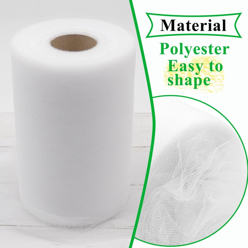 IONTACH White Tulle Fabric Rolls 6 Inch by 100 Yards (300 feet) Fabric Spool Tulle Ribbon for DIY White Tutu Bow Baby Shower Birthday Party Wedding Decorations Christmas Gift Wrapping Craft Supplies - Image 4