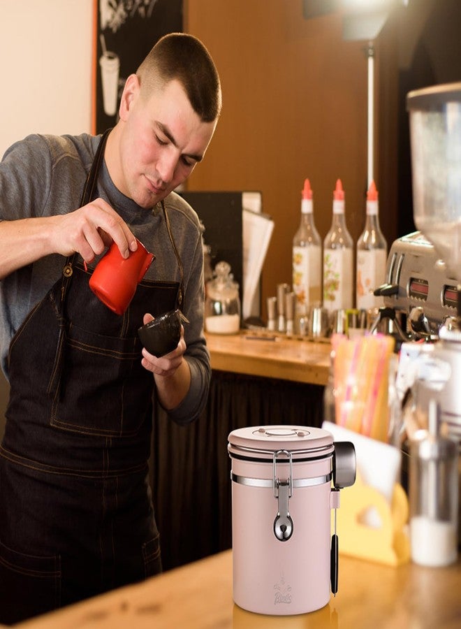 Bincoo Premium Pink Coffee Canister, 1500ml/18oz Large Airtight Stainless Steel Coffee Bean Storage Container with Date Tracker & Scoop (1500ML) - Image 5