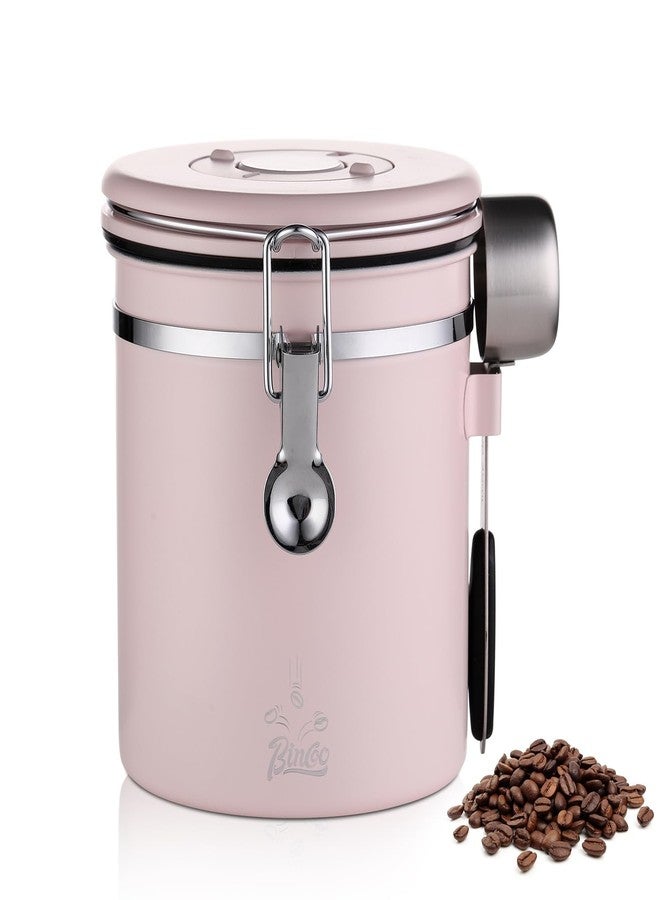 Bincoo Premium Pink Coffee Canister, 1500ml/18oz Large Airtight Stainless Steel Coffee Bean Storage Container with Date Tracker & Scoop (1500ML) - Image 1