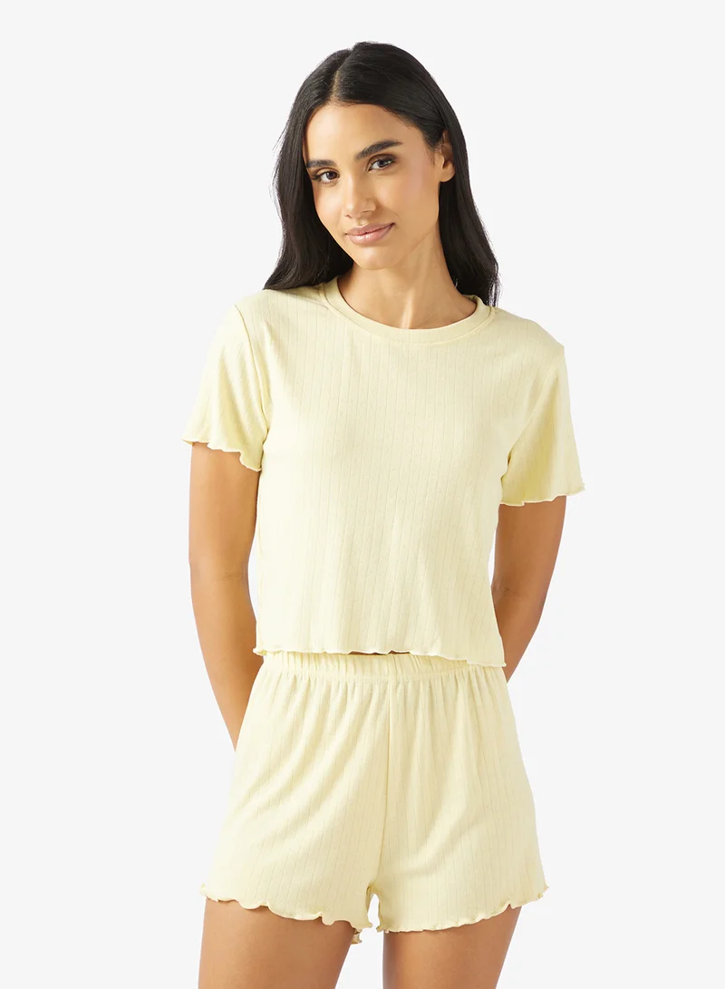 Ginger  Pointelle T-hirt & Shorts PJ Set for Women | Best Price UAE