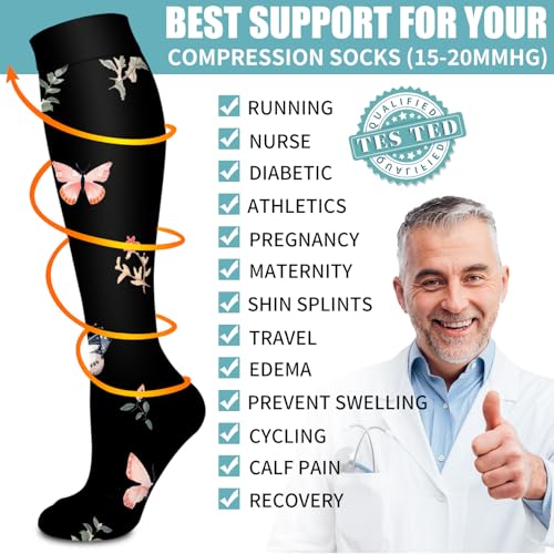 Laite Hebe Compression Socks for Women & Men Circulation(6 pairs)-Graduated Supports Socks for Running, Athletic Sports - Image 5