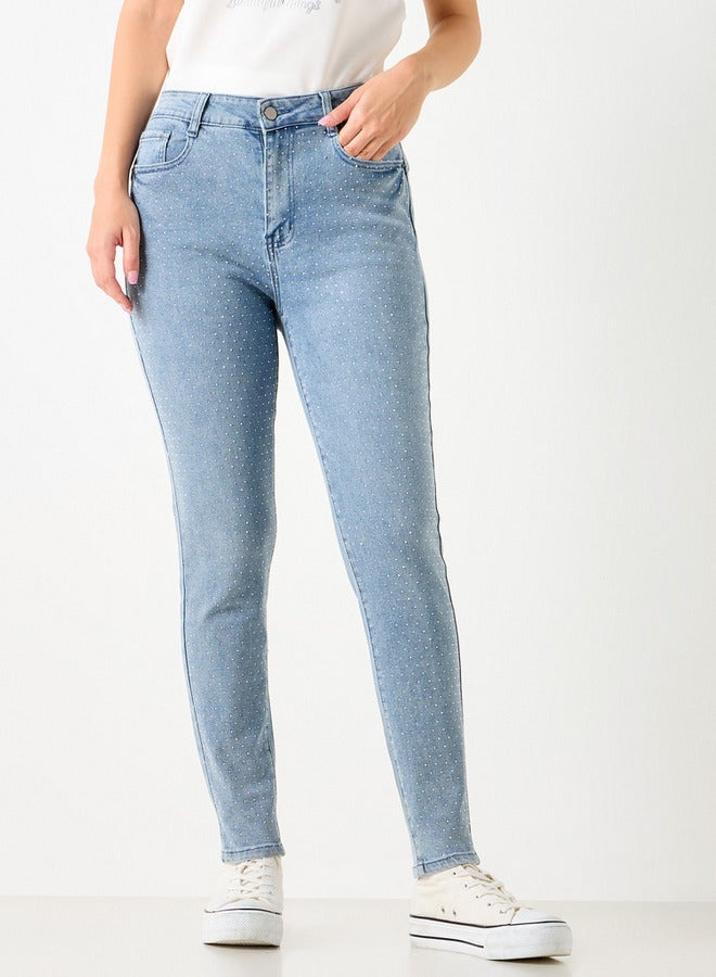 2Xtremz Embellished Mid-Rise Jeans with Pockets - Image 1