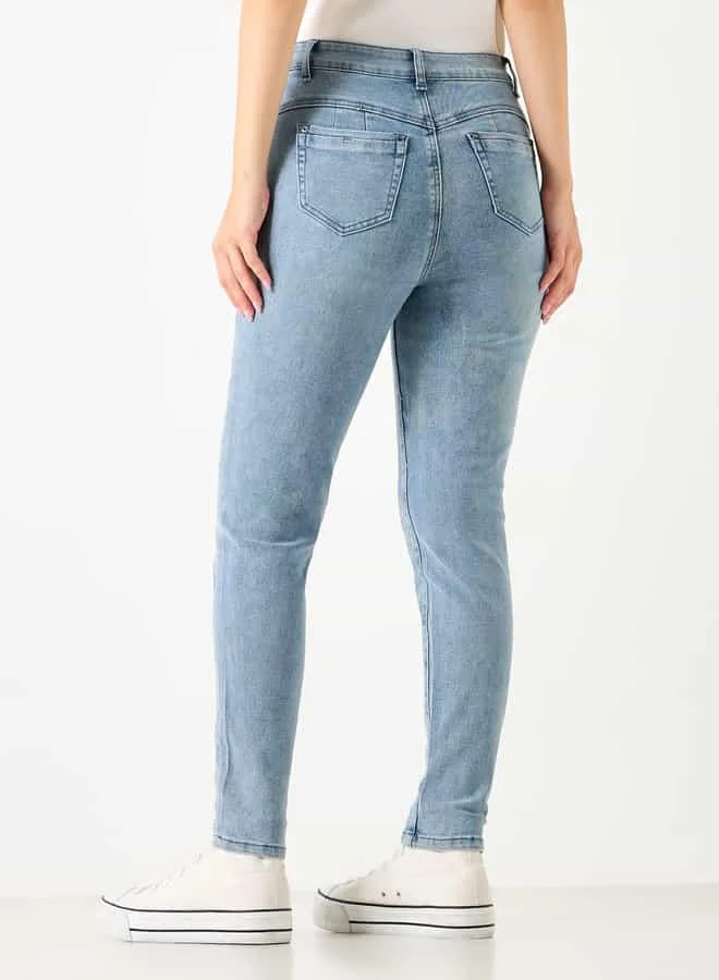 2Xtremz 2Xtremz Embellished Mid-Rise Jeans with Pockets