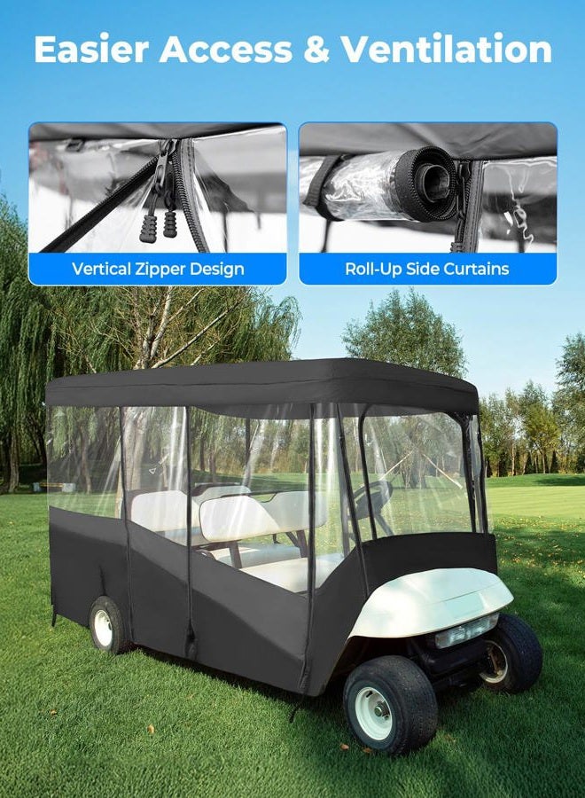 KEMIMOTO Golf Cart Enclosure, 6 Passenger Golf Cart Rain Cover, 600D Waterproof Driving Enclosure with Clear PVC Windshield for Extended Roof Golf - Image 4