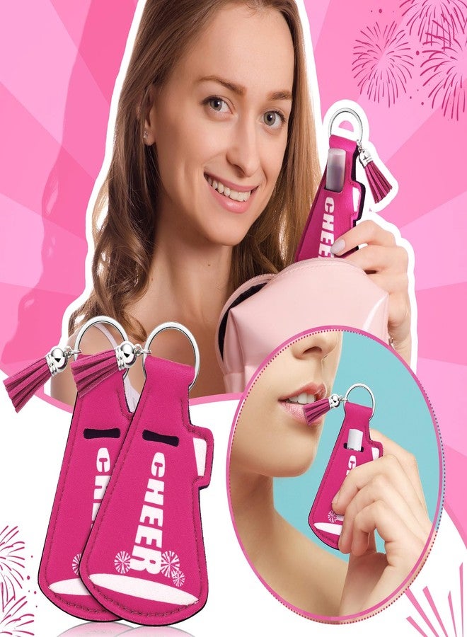 Swiffen 20 Pcs Cheer Gifts Bulk Cheerleader Team Gift Lip Balm Holder with Tassel Keychains Set for Team Cheer Party Favors, Pink, 4.5" x 2.7" x 2.56 inches - Image 5