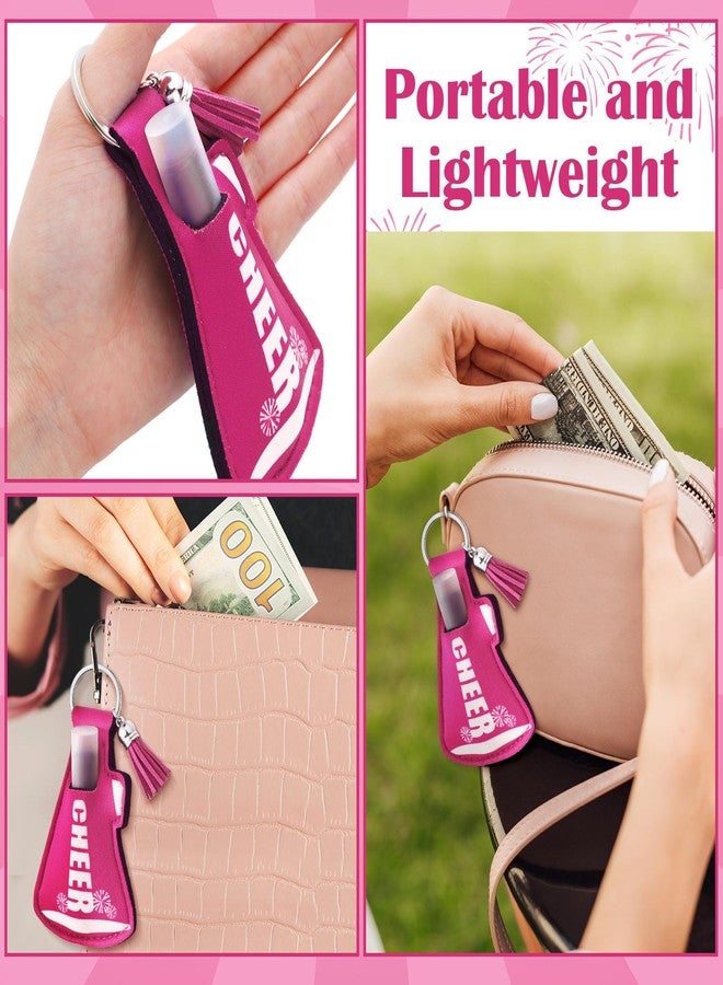 Swiffen 20 Pcs Cheer Gifts Bulk Cheerleader Team Gift Lip Balm Holder with Tassel Keychains Set for Team Cheer Party Favors, Pink, 4.5" x 2.7" x 2.56 inches - Image 4