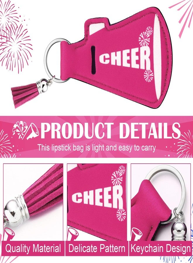 Swiffen 20 Pcs Cheer Gifts Bulk Cheerleader Team Gift Lip Balm Holder with Tassel Keychains Set for Team Cheer Party Favors, Pink, 4.5" x 2.7" x 2.56 inches - Image 3