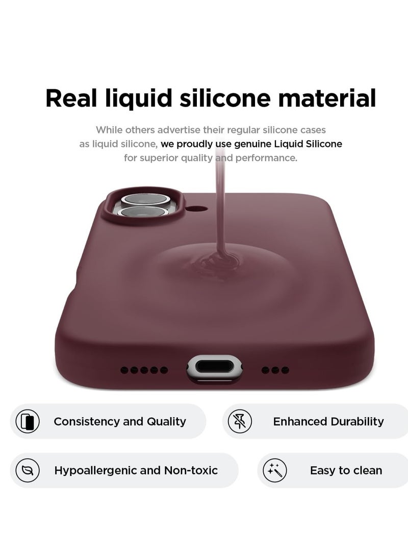 Generic - Silicone Case Compatible with iPhone 16, Slim Liquid Silicone Phone Case with 3-Layer Soft Rubber Shockproof Bumper with TPU Lining (Burgundy) - Image 1