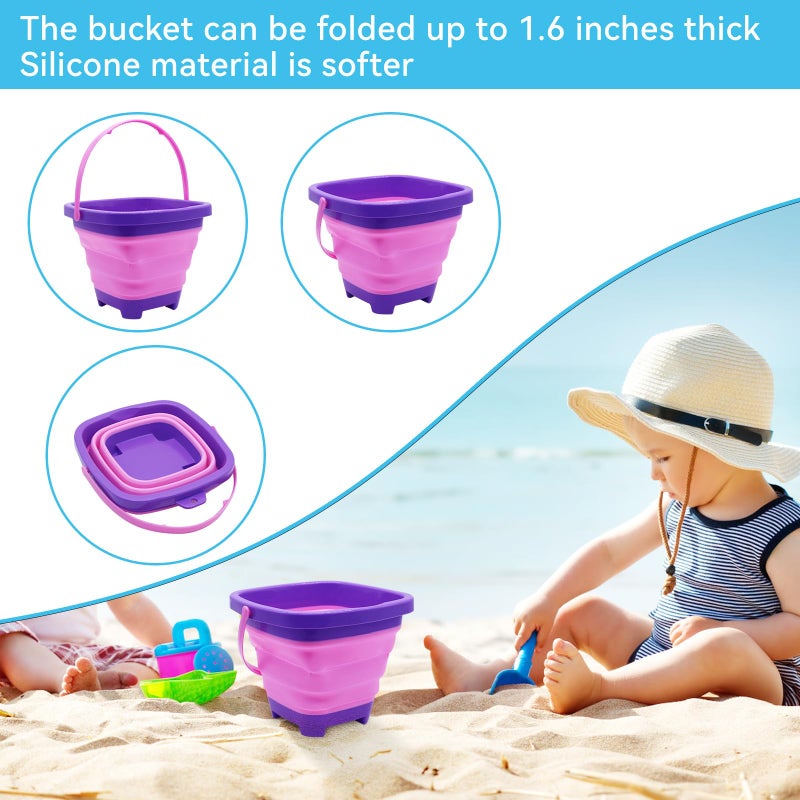 Autokcan 2PCS Fishing Net with Bucket Set, Collapsible Fishing Landing Net with Handle for Kids, Telescopic Sand Bucket, Kids Fish Catching for Freshwater Saltwater Outdoor Activities - Image 3