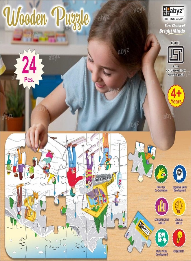 ABYZ Wooden Jigsaw Puzzle – Snow Adventure Playset for Fun Educational & Little Explorers, 24-Pieces Fun Games with Multicolor | Birthday Gift for (4-6 Years) Age Kids. - Image 4