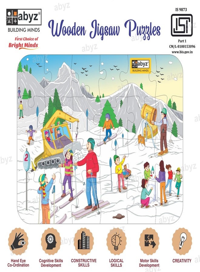 ABYZ Wooden Jigsaw Puzzle – Snow Adventure Playset for Fun Educational & Little Explorers, 24-Pieces Fun Games with Multicolor | Birthday Gift for (4-6 Years) Age Kids. - Image 3
