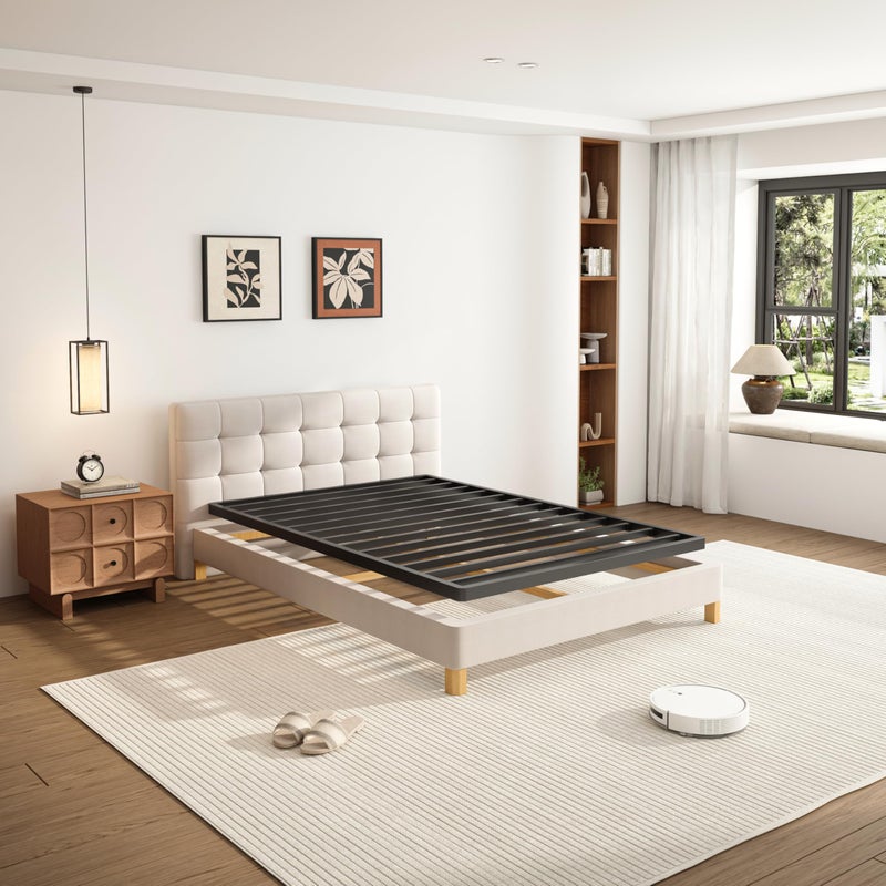 VIPSHOW 2 Inch Twin Metal Box Spring with Round Corners - 3000 lbs Capacity, Low Profile Bed Slat Replacement Bunkie Board with Steel Slats, Noise-Free, Easy Assemble, Black - Image 2