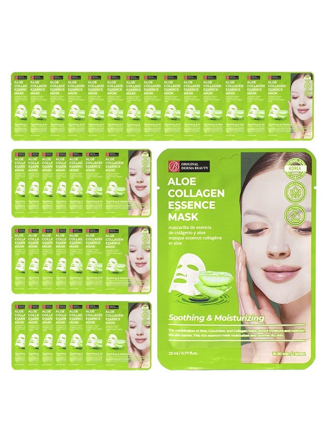 innerest Original Derma Beauty Collagen Face Masks 36 Pk Soothing & Moisturizing Aloe Face Mask Skin Care Sheet Masks Set For Beauty & Personal Care Korean Face Mask - Image 1