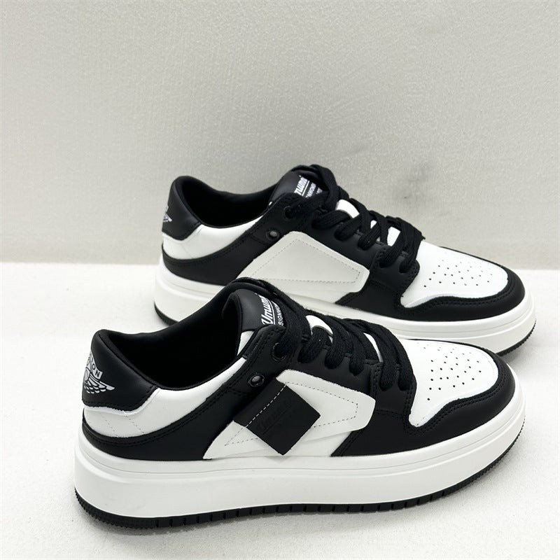 Yumuni Sneakers Women'S Ins Trendy Genuine Leather Thick Bottom Black And White Panda Shoes National Trendy 2024 Explosions Casual German Training Shoes Trendy - Image 3