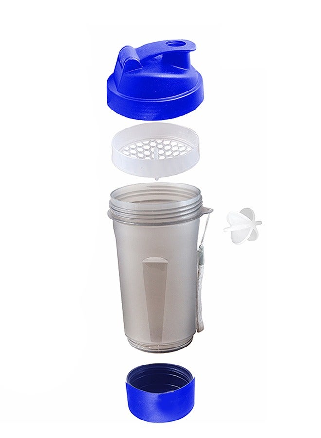 Protein Shaker Water Bottle 600ml with Mesh Net and Plastic Ball.