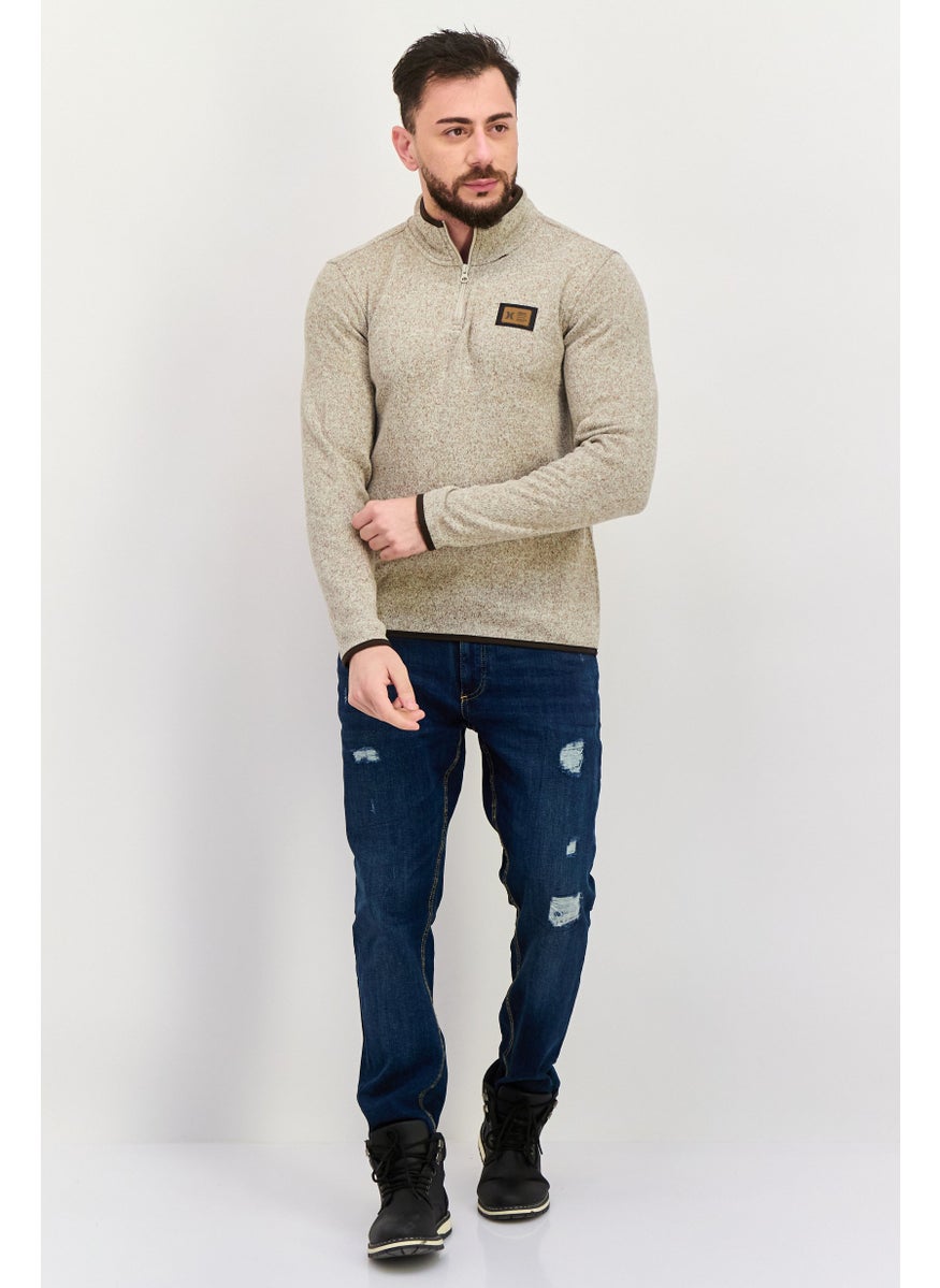 Hurley Men Textured Half Zip Sweater, Heather Grey Combo  - Image 3
