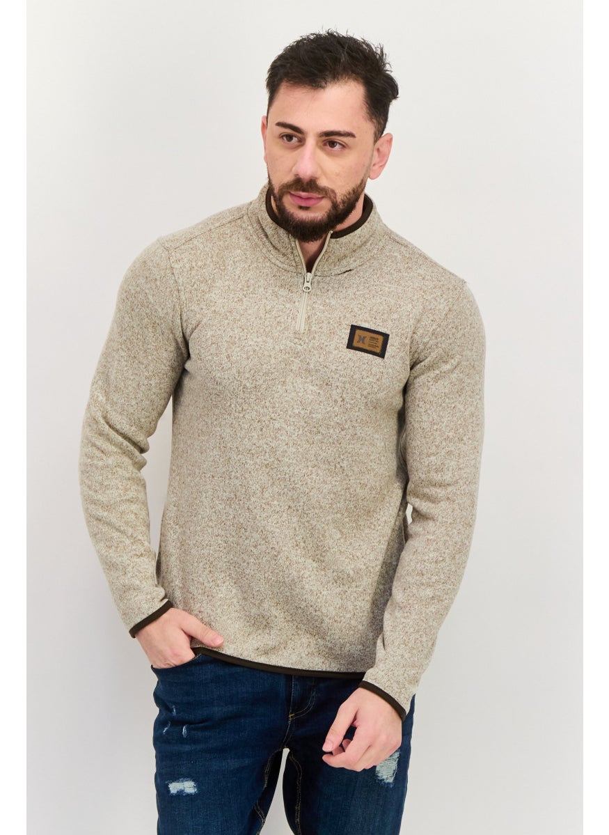 Hurley Men Textured Half Zip Sweater, Heather Grey Combo  - Image 1