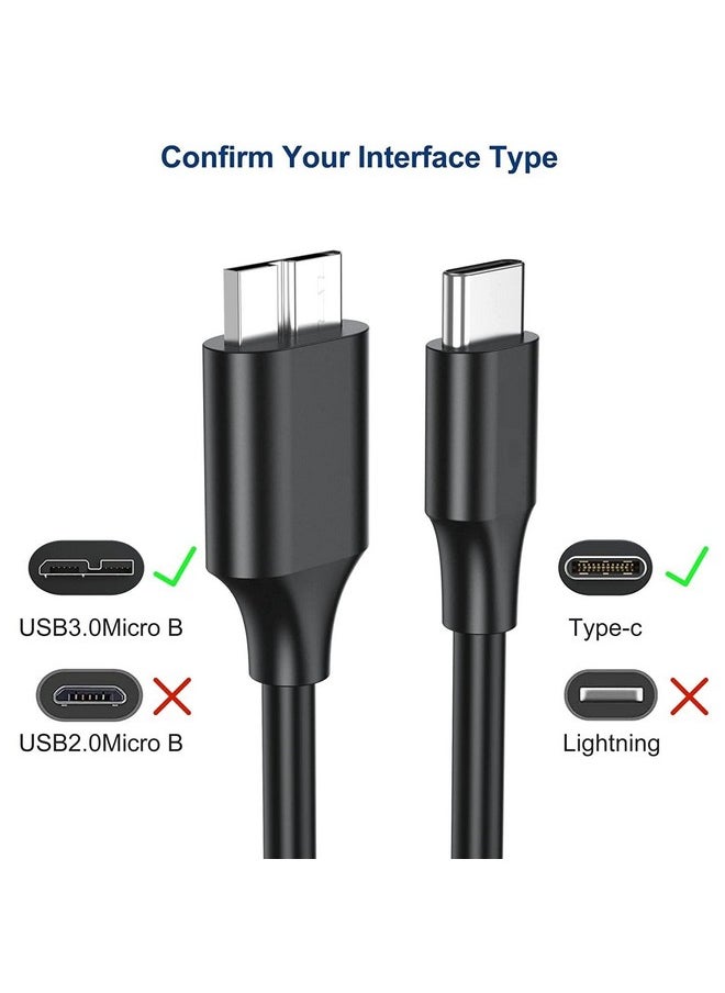 Sounce - Sounce Hard Drive Cable USB C Type C to Micro-B USB 3.0, 10Gbps Fast Charging Compatible WD Elements, My Passport Seagate Expansion, Toshiba, MacBook Pro Air Samsung M3, Galaxy S5, Maxtor, S5/Note 3 - Image 1