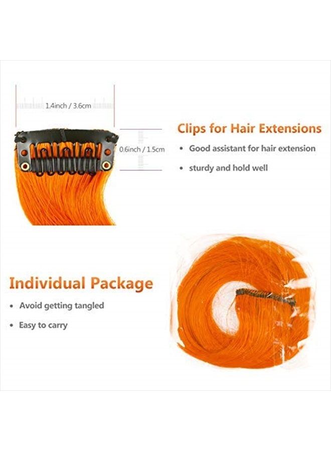 TOFAFA 16 Pcs Colored Hair Extensions Curly Wavy Clip in Synthetic Hairpiece Streak for Girls Women Kid, Multi-colors Party Highlights (Orange) - Image 5