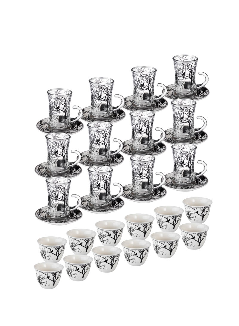 اباريك الصفا طقم أكواب شاي وفناجين قهوة مع الصحون – 36 قطعة | لمسة من الأناقة والتميز لمائدتك - Image 1