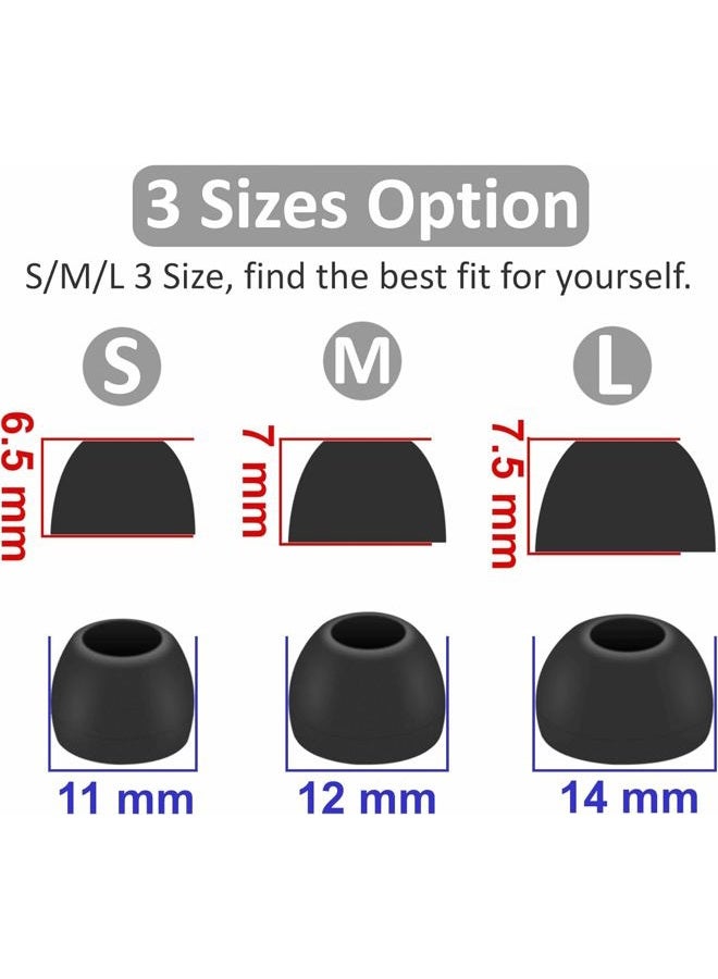 BLLQ Replacement Earbud Ear Buds Tips Eartips Compatible with Sound-core P20i Earbuds, 6 Pairs S/M/L 3 Sizes Soft Silicone Earbuds Tips Ear Tip for SoundcoreP20i /P2 Mini/ P3i/ P30i/P40i – Black 713 - Image 3