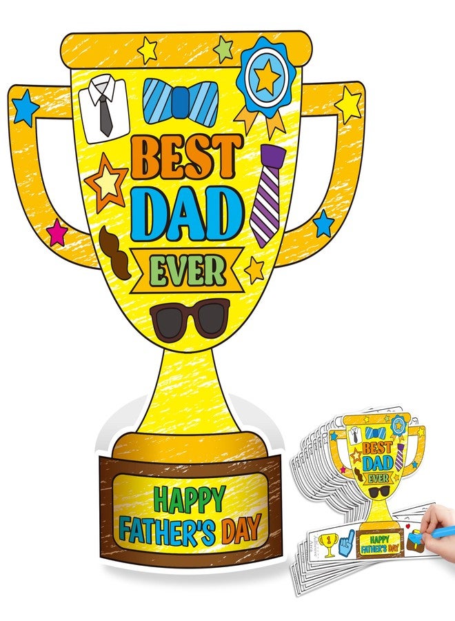 CY2SIDE DIY Father’s Day Gifts - 28PCS Father’s Day Trophy Craft Kit for Kids Make Your Own Father’s Day Trophy Craft Gifts for Dad Color Your Best Dad Trophy Craft for Kids Home School Fun Activities - Image 1