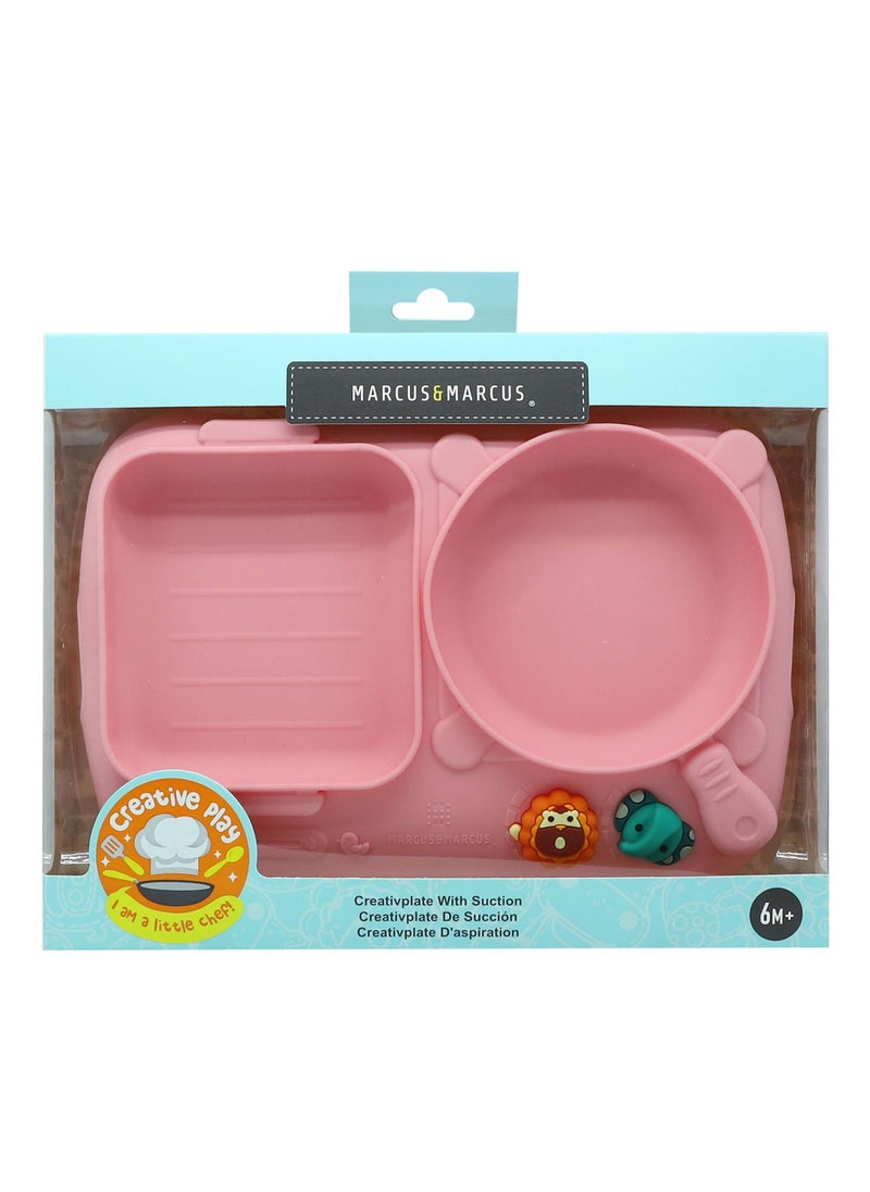 Marcus & Marcus Creativplate With Suction (Little Chef) - Pink  - Image 3