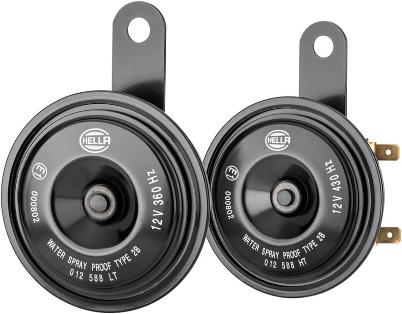 Hella 012588151 BLACK HORN SET 12V 360HZ/430HZ 2 HORN WITH MOUNTED BRACKET IN BOX WITH GRAPHIC INSTRUCTION Individual group scene compatible - Image 5