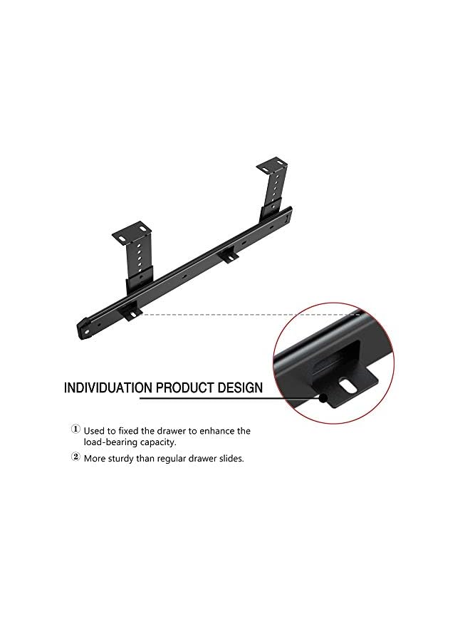 PROMASS Heavy Duty 12/14/16/18 inches Thickness Steel Construction Ball Bearing Keyboard Slides Keyboard Drawer Slides Tray Accessories Cabinet Furniture Hardware Rails (16 inches, Black)  - Image 2