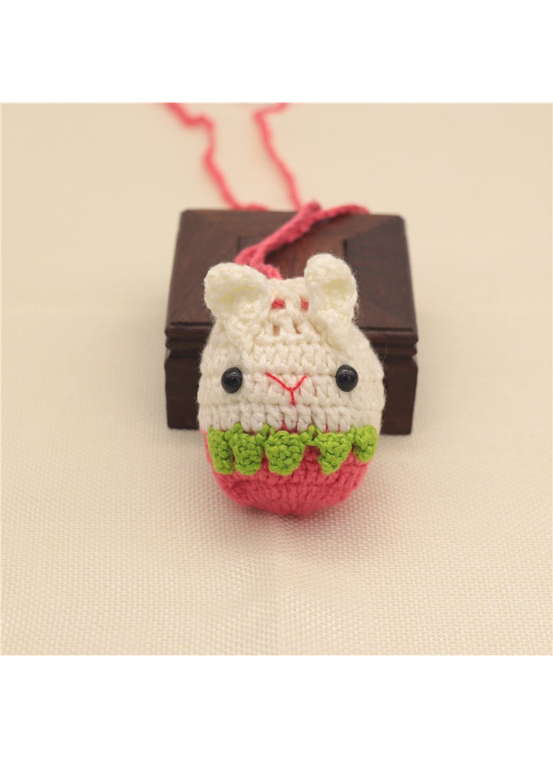 Generic Handmade Knitted Cartoon Fish Egg Bag for Kids Rabbit 