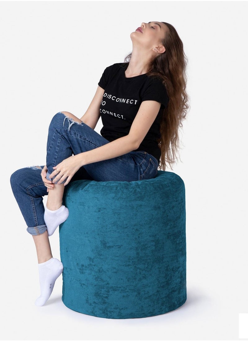 Generic - Tall Ottoman Pouf, Bean Bag Floor Pillow Pouffe with Removable and Washable Cover Comfortable Solid Color Footrest Stool 18x17 Inches - Image 1