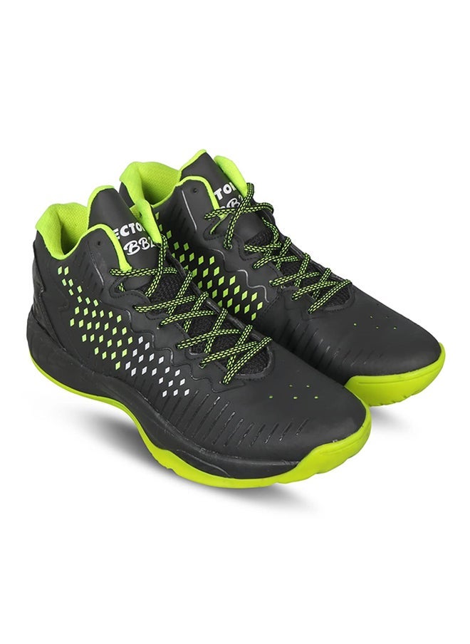 Vector X - BB-22 Basketball Shoes (Black/Green, 7 UK) | Boys & Girls |Natural Rubber Sole| Non Marking Shoes|Indoor and Outdoor - Image 1