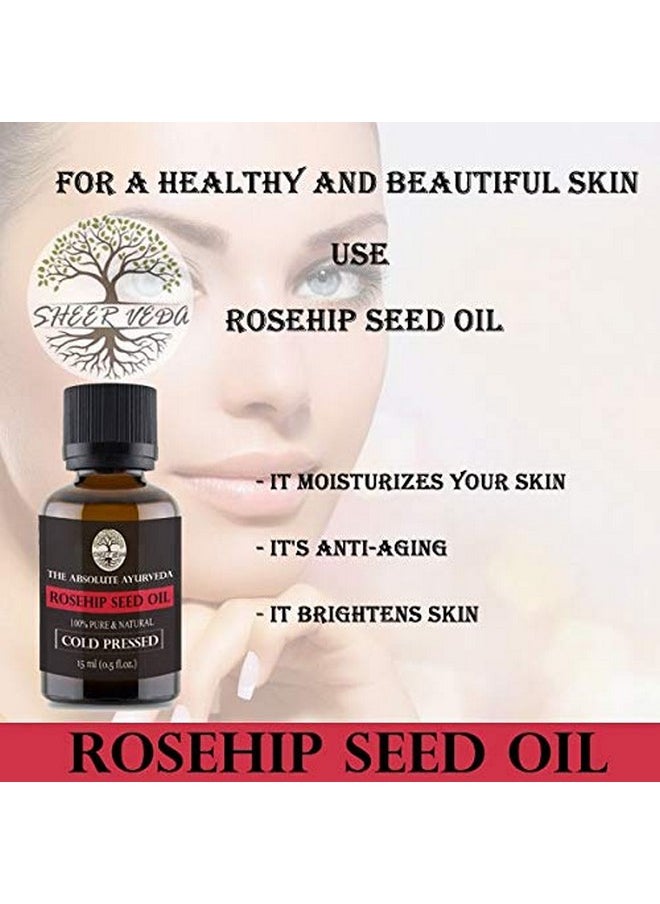 Sheer Veda - Organic Rosehip Oil - Cold-Pressed, Pure Nourishment For Radiant Skin & Hair, 100% Natural, 15Ml - Image 1