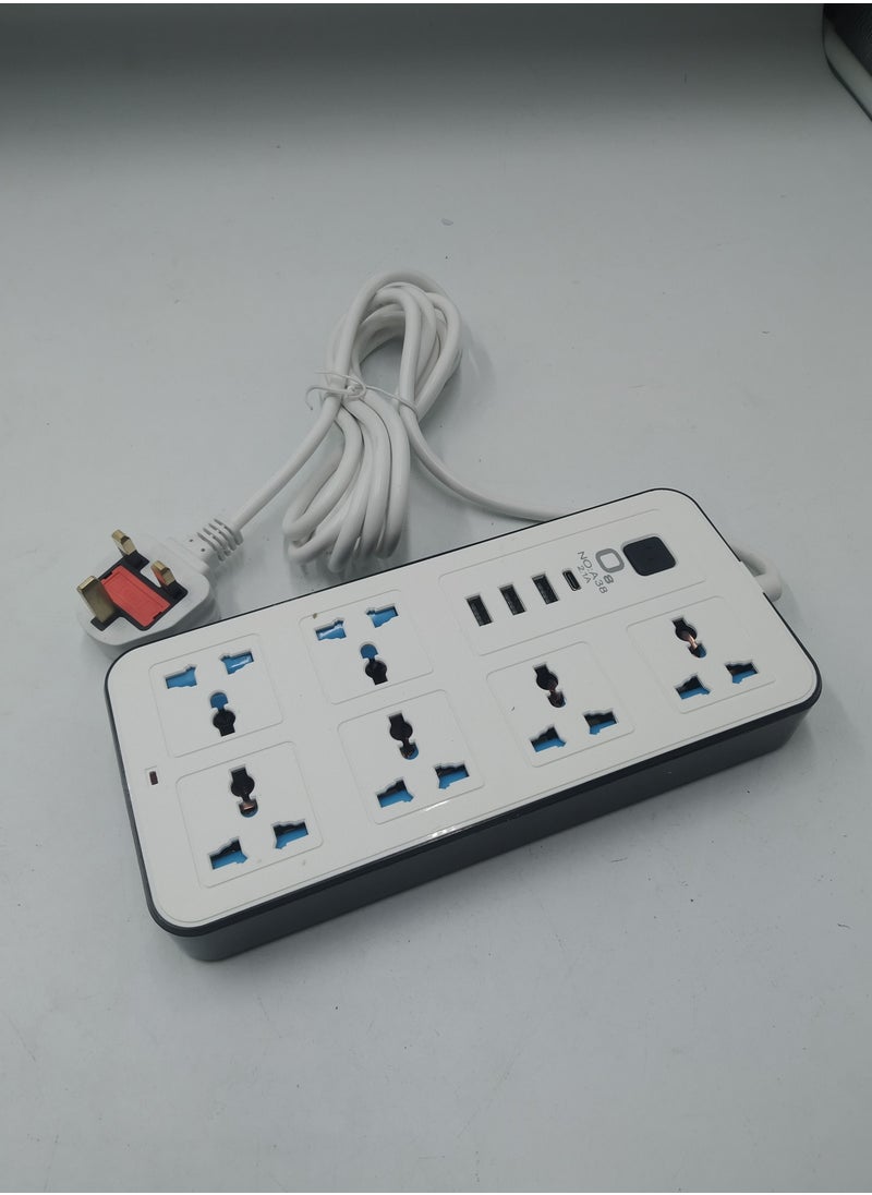 O8.design 6 Outlet Power Extension With 3 USB Ports And Type-C White With Child Safety Covers  - Image 5