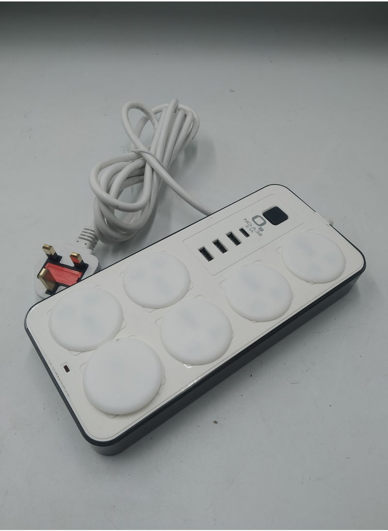 O8.design 6 Outlet Power Extension With 3 USB Ports And Type-C White With Child Safety Covers  - Image 3