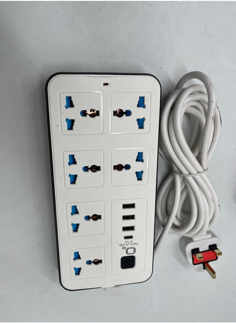 O8.design 6 Outlet Power Extension With 3 USB Ports And Type-C White With Child Safety Covers  - Image 4