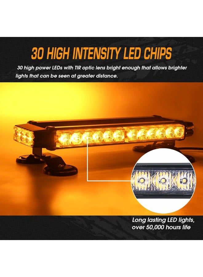 LINKITOM Roof Top LED Strobe Light Bar -Double Side Amber 30 LED Emergency Hazard Warning Flashing Beacon Lighting Bar with Magnetic Base for Snow Plow, Trucks, Construction Vehicles - Image 2