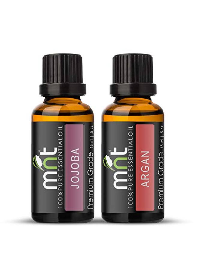 MNT Combo of Argan Cold Pressed Oil and jojoba Carrier Oil for Hair and Skin (Each 15ml) - Image 1