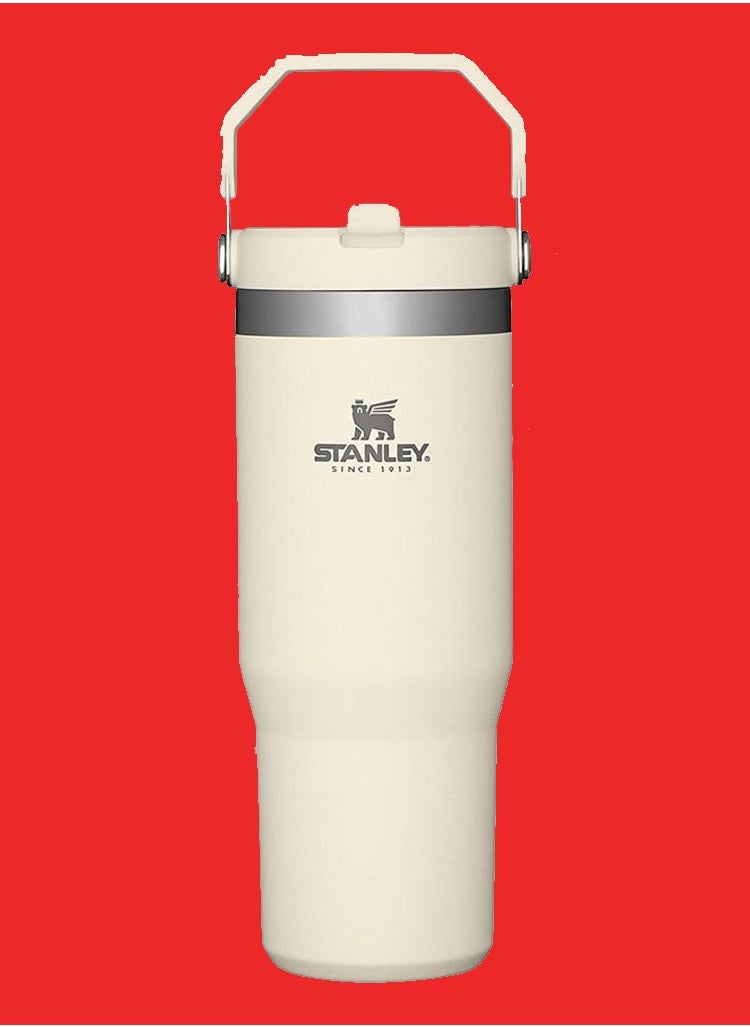 Stanley - IceFlow Stainless Steel Tumbler 30oz – Leak-Resistant, Vacuum Insulated Water Bottle with Straw – Double Wall Travel Cup for Hot & Cold Beverages – Keeps Drinks Cold for 12 Hours, Iced for 2 Days – BPA-Free, Durable, Portable – Ideal for Office, Home, Gym, Outdoor, Camping & Travel  Cream - Image 1