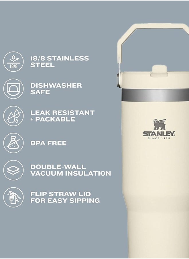 Stanley - IceFlow Stainless Steel Tumbler 30oz – Leak-Resistant, Vacuum Insulated Water Bottle with Straw – Double Wall Travel Cup for Hot & Cold Beverages – Keeps Drinks Cold for 12 Hours, Iced for 2 Days – BPA-Free, Durable, Portable – Ideal for Office, Home, Gym, Outdoor, Camping & Travel  Cream - Image 1