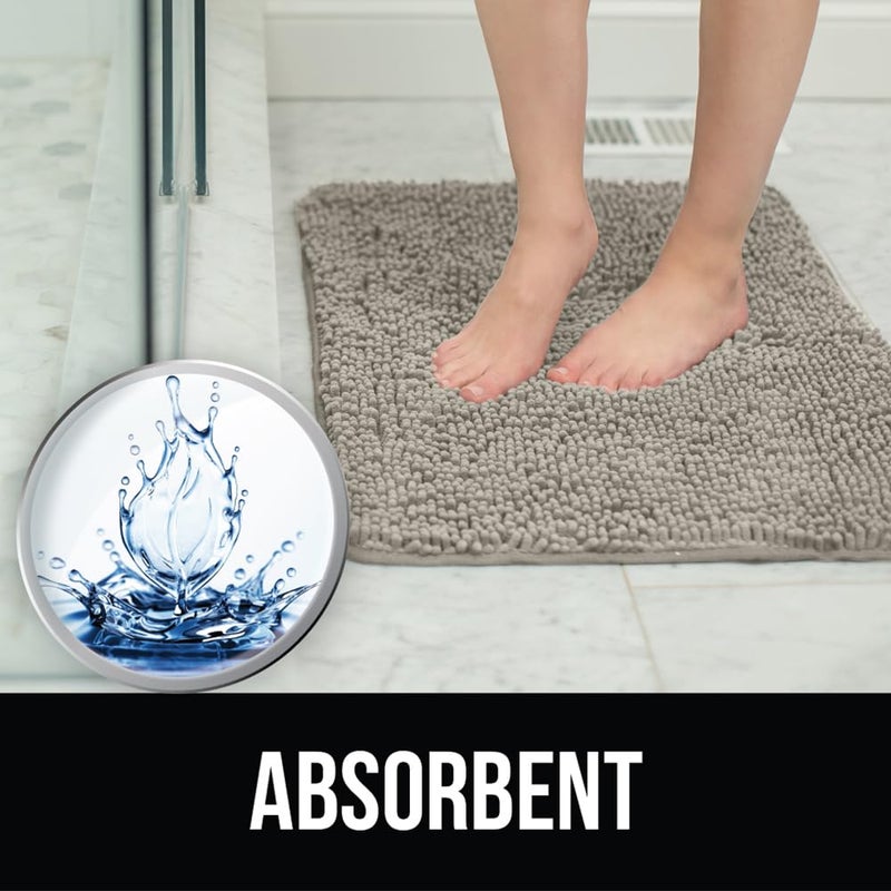 KANGAROO Bathroom Rugs  Chenille Soft Absorbent Bath Rug  Shaggy Shower Mat  Quick Dry Machine Wash Bathmat  Plush Carpet Mats for Tub  Bathtub and Bath Room Home Decor Accessories  24x17  Beige - Image 4